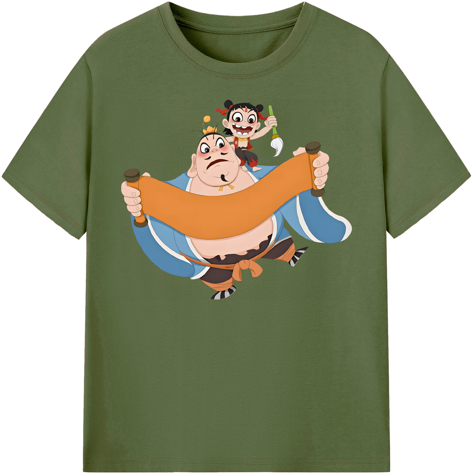 （画像用） Ne Zha 2 ナタ 魔童の大暴れ 綿100％半袖Tシャツ（フロントプリント）